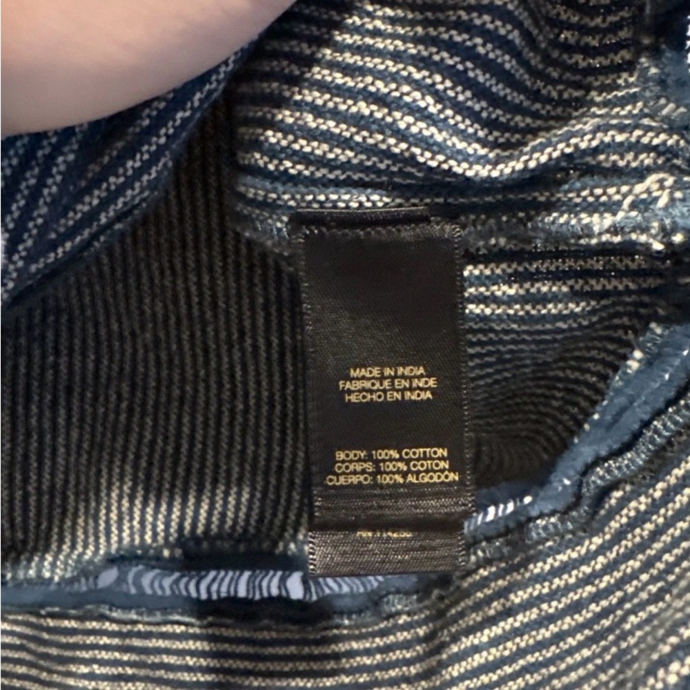 Frye Railroad Stripe Shell oversized Cotton Top Total Eclipse Women’s Sz L $148 - Picture 6 of 7